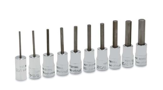 10PC 1/4" DRIVE SAE HEX DRIVER BIT SOCKET SET (1/16-1/4")
