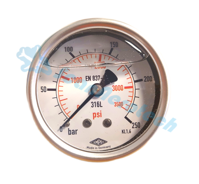 0-250 BAR (3500 PSI) Pressure gauge 1/4\'\' Rear connection