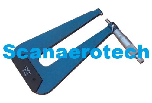 Deep Throat Sheet Metal Micrometer, With UKAS Calibration 0-25mm (0-1")