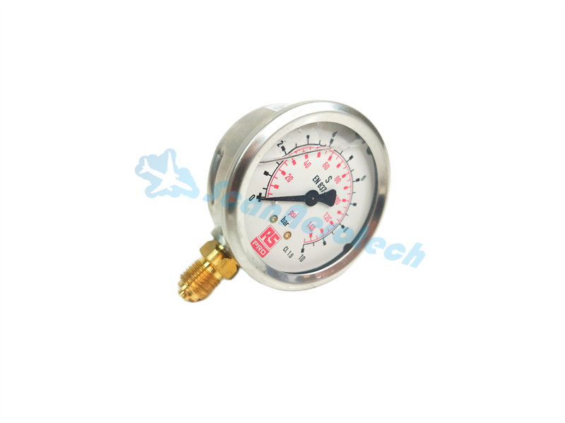 0-10 BAR Pressure gauge 1/4\'\' Bottom connection with glycerine