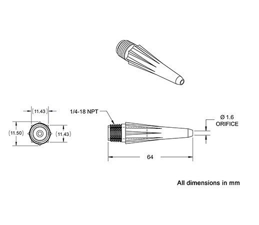 NOZZLE 2" X 1/16" ORIFICE (QTY=1000)                                                                           