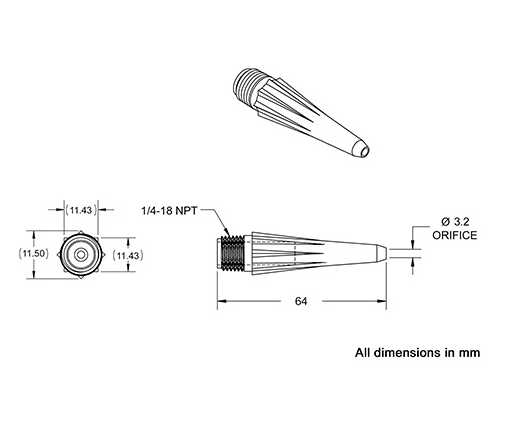 NOZZLE 2-1/2" X 1/8" ORIFICE, HD (QTY=1000)                                                                     